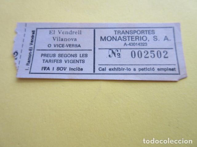 Collectionnisme Billets de transport: BILLETE TRANSPORTES MONASTERIO - COLOR SEPIA ---- VENDRELL VILANOVA LA GELTRU VILAFRANCA PENEDES