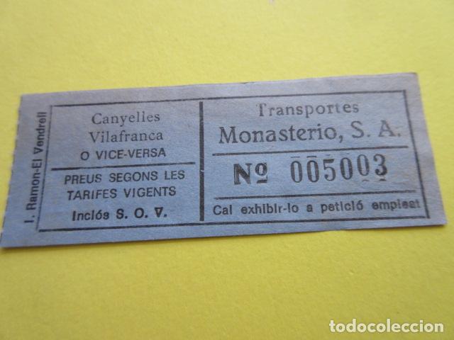 Collectionnisme Billets de transport: BILLETE TRANSPORTES MONASTERIO - COLOR AZULADO ---- VENDRELL VILANOVA LA GELTRU VILAFRANCA PENEDES