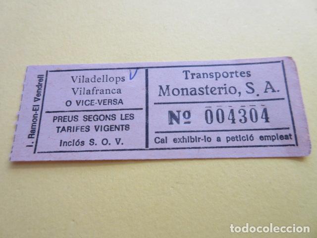 Collectionnisme Billets de transport: BILLETE TRANSPORTES MONASTERIO - COLOR ROSA MARRO---- VENDRELL VILANOVA LA GELTRU VILAFRANCA PENEDES