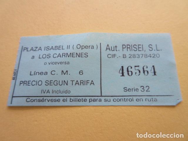 Collectionnisme Billets de transport: BILLETE CAPICUA AUTOBUSES MADRID plaza isabel ii los carmenes EMPRESA autos prisei - 46564