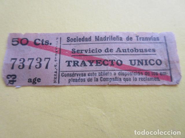 Collectionnisme Billets de transport: BILLETE CAPICUA sociedad madrile&ntilde;a tranvias servicio autobus MADRID - 73737
