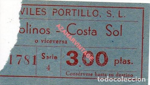 Collectionnisme Billets de transport: BILLETE MALAGA AUTOMOVILES PORTILLO TORREMOLINOS - COSTA SOL
