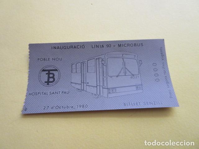 Collectionnisme Billets de transport: BILLETE INAUGURACION LINEA 92 MICROBUSES BARCELONA