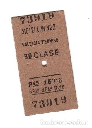 Collectionnisme Billets de transport: BILLETE TREN CASTELLON VALENCIA 3&ordf; CLASE