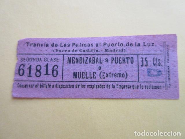Coleccionismo Billetes de transporte: MUY ANTIGUO CAPICUA 61816 TRANVIA DE LAS PALMAS AL PUERTO DE LA LUZ BANCO CASTILLA MADRID CANARIAS