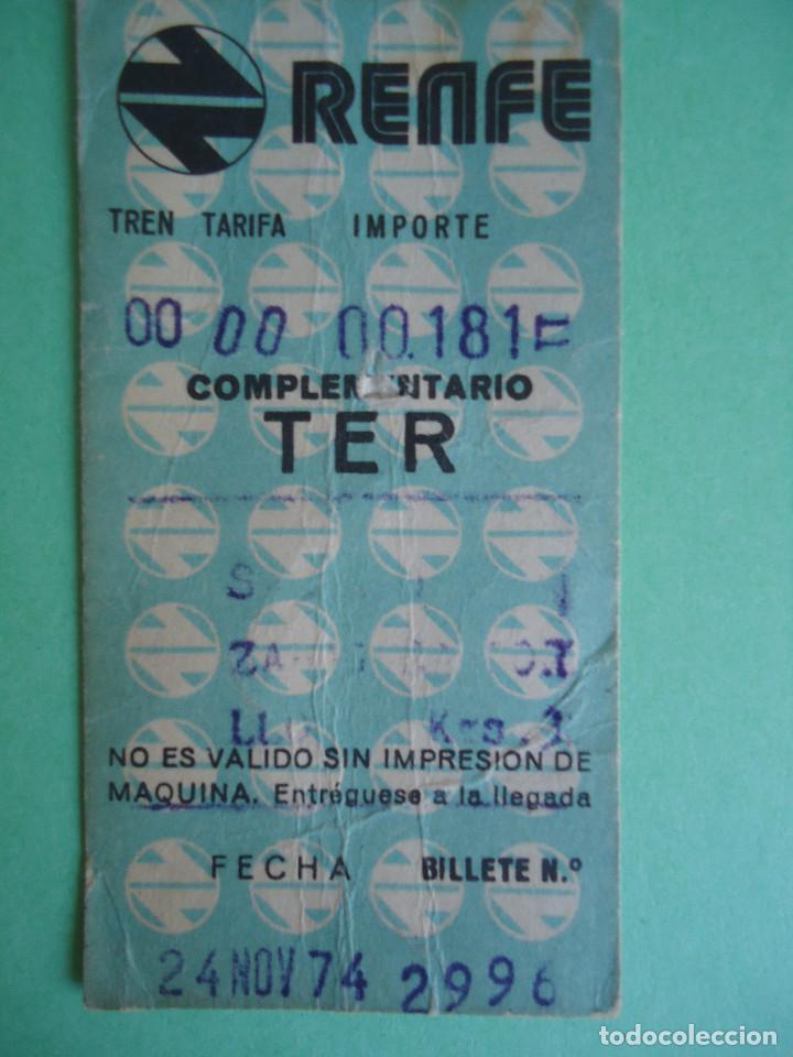 Coleccionismo Billetes de transporte: BILLETE DE RENFE PARA EL TER. A&Ntilde;O 1974