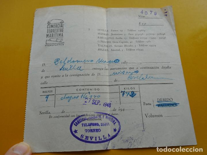 Collectionnisme Billets de transport: ANTIGUO RECIBO CONSIGNA.COMERCIAL TERRESTRE MARTIMA. SEVILLA 1948
