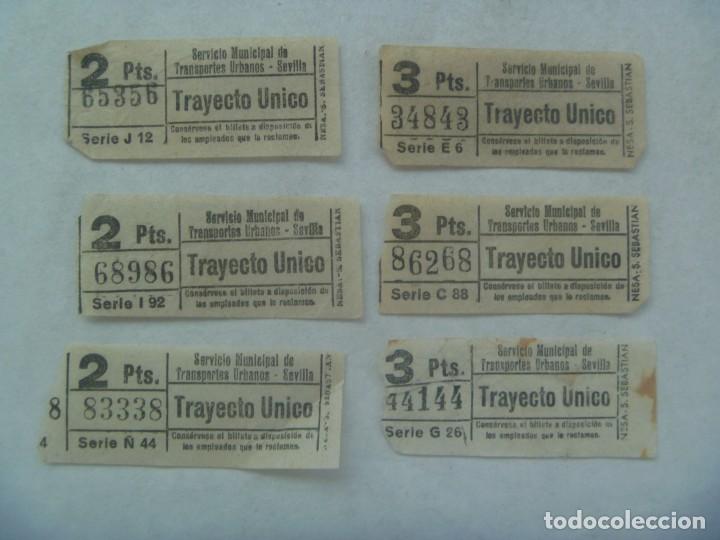 Collectionnisme Billets de transport: LOTE DE 6 BILLETES DE AUTOBUS TRAYECTO UNICO, TRANSPORTES URBANOS DE SEVILLA. CAPICUAS