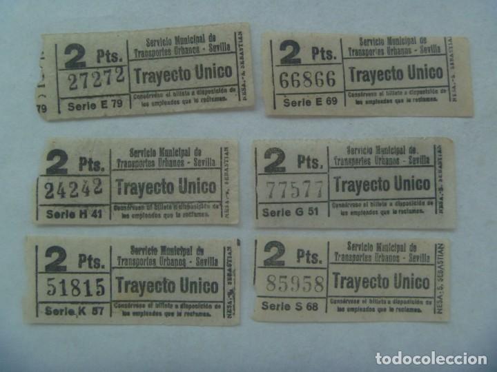 Collectionnisme Billets de transport: LOTE DE 6 BILLETES DE AUTOBUS TRAYECTO UNICO, TRANSPORTES URBANOS DE SEVILLA. CAPICUAS