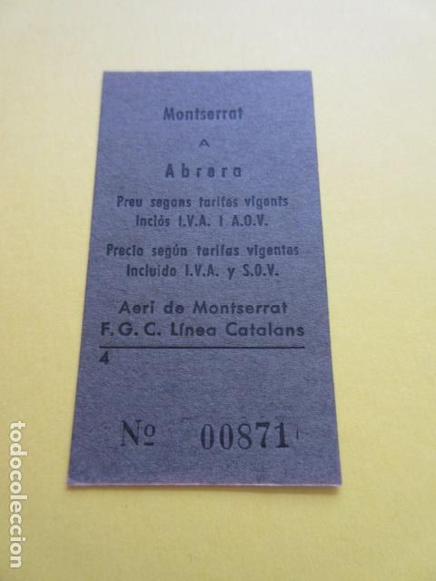 Collectionnisme Billets de transport: BILLETE AEREO DE MONTSERRAT AERI COMBINADO FERROCARRILES CATALANES F.G.C. ABRERA