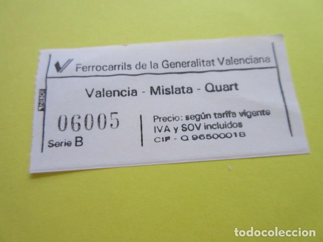 Collectionnisme Billets de transport: BILLETE FERROCARRIL GENERALITAT VALENCIA MISLATA QUART