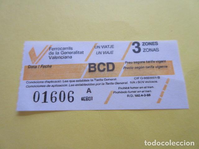 Collectionnisme Billets de transport: BILLETE FERROCARRIL GENERALITAT VALENCIA VER TRAYECTOS Y ZONAS DIFERENTES