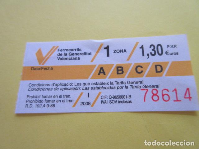 Collectionnisme Billets de transport: BILLETE FERROCARRIL GENERALITAT VALENCIA VER TRAYECTOS Y ZONAS DIFERENTES