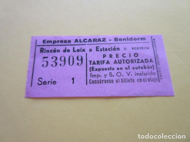 Collectionnisme Billets de transport: BILLETE EMPRESA ALCARAZ BENIDORM RINCON DE LOIX