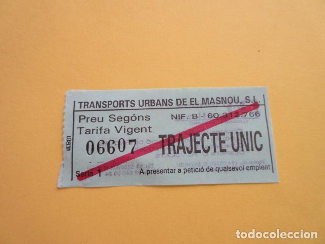 Collectables Transport Tickets: BILLETE MASNOU - TRASNPORTE ARAGO