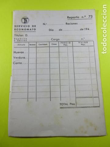 Collectionnisme Billets de transport: SERVICIO ECONOMATO TRANVIAS DE BARCELONA A&Ntilde;OS 40 197x - NOTA HUEVOS VERDURA CARNE