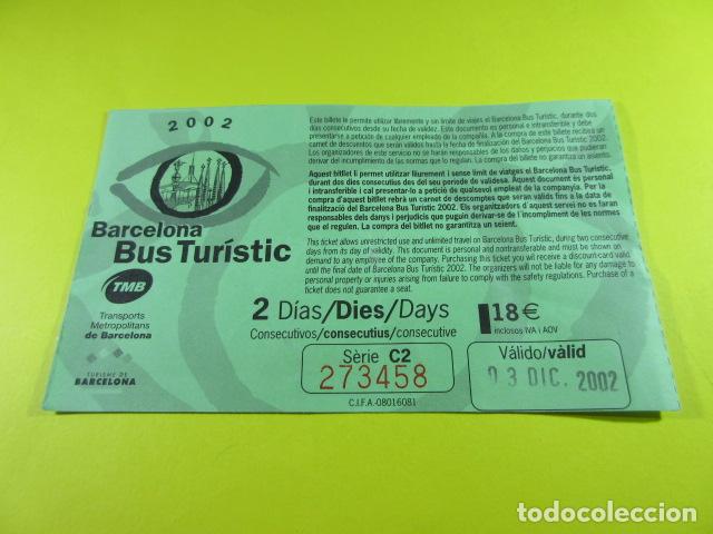 Collectables Transport Tickets: BILLETE AUTOBUS TURISTICO DE BARCELONA - 2 DIA 2002