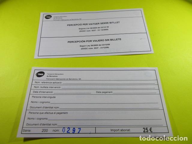 Sammeln von Fahrkarten: PERCEPCION POR VIAJAR SIN BILLETE MULTA 25 &euro; METRO BARCELONA