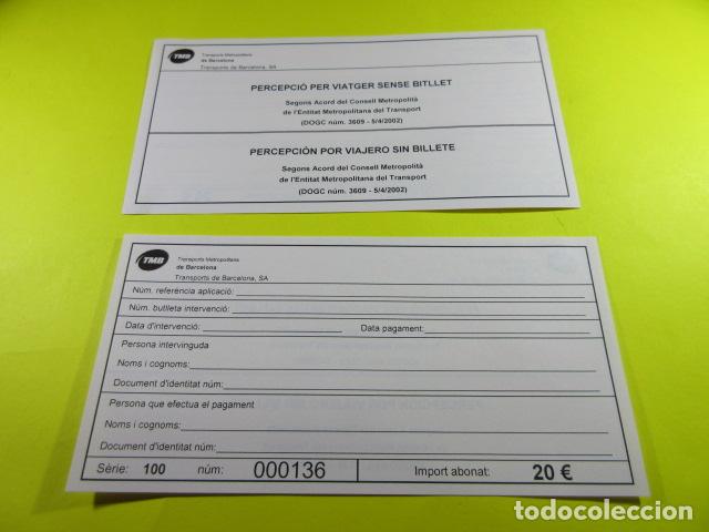 Collectables Transport Tickets: PERCEPCION POR VIAJAR SIN BILLETE MULTA 20 &euro; AUTOBUS BARCELONA