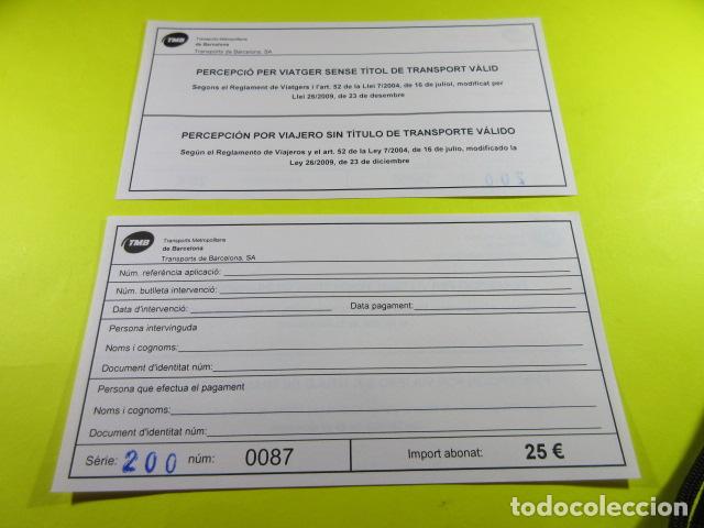 Colecionismos Bilhetes de Transporte: PERCEPCION POR VIAJAR SIN BILLETE MULTA 25 &euro; AUTOBUS BARCELONA