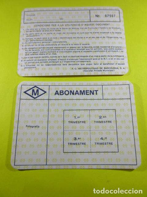 Collectables Transport Tickets: CARNET LIBRE CIRCULACION METRO BARCELONA ANUAL POR TRIMETRES LOGO AMARILLO