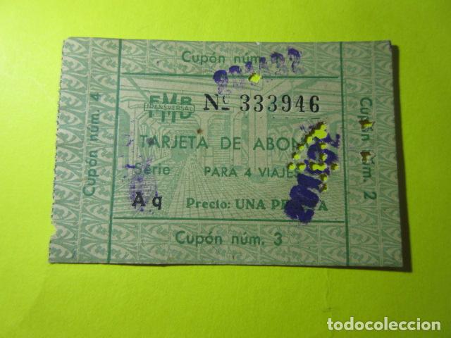 Colecionismos Bilhetes de Transporte: TARJETA ABONO 4 VIAJES METRO DE BARCELONA UNA PESETA