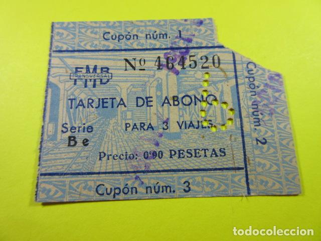 Colecionismos Bilhetes de Transporte: TARJETA ABONO 3 VIAJES METRO DE BARCELONA 0.90 PESETA