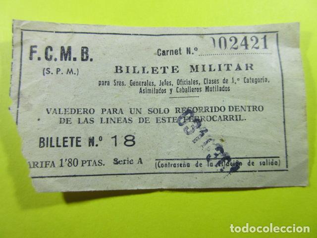 Collectables Transport Tickets: ANTIGUO BILLETE METRO BARCELONA MILITAR 1.80 PESETAS
