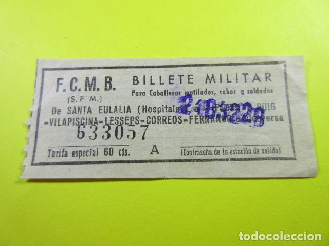 Collectables Transport Tickets: ANTIGUO BILLETE METRO BARCELONA MILITAR 60 CENTIMOS