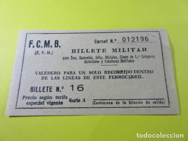 Collectables Transport Tickets: ANTIGUO BILLETE METRO BARCELONA MILITAR SEGUN TARIFA