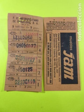 Colecionismos Bilhetes de Transporte: TARJETA METRO BARCELONA FERROCARRIL METROPOLITANO 5 VIAJES 2 PESETAS MUEBLES JAM