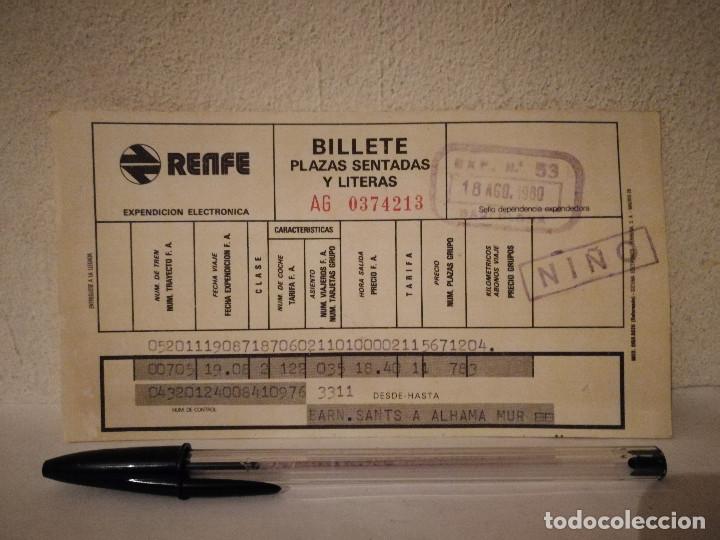 Colecionismos Bilhetes de Transporte: ANTIGUO BILLETE RENFE - TREN - PLAZAS SENTADAS LITERAS - BARCELONA SANTS A MURCIA - NI&Ntilde;O