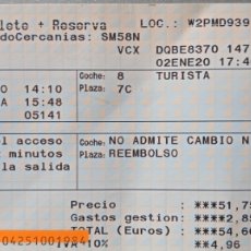Coleccionismo Billetes de transporte: BILLETE DEL AVE. VALENCIA MADRID. Lote 266149958