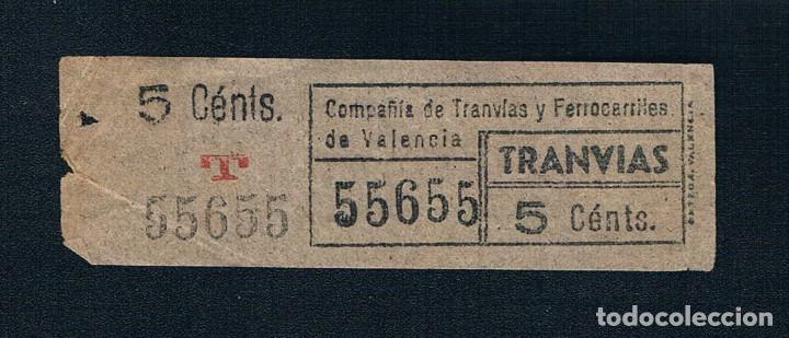Colecionismos Bilhetes de Transporte: VALENCIA. BILLETE CAPICUA DE LA COMPA&Ntilde;IA DE TRANSPORTES. 5 CENTIMOS