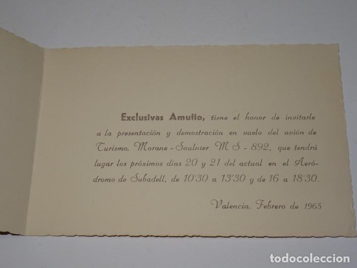 Colecionismos Bilhetes de Transporte: INVITACI&Oacute;N PRESENTACION EN VUELO DEL AVI&Oacute;N DE TURISMO MORANE - SAULNIER MS-892, SABADELL 1965