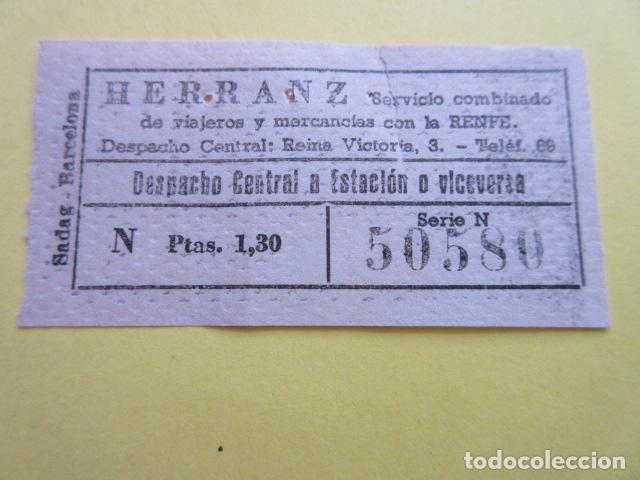 Colecionismos Bilhetes de Transporte: BILLETE RENFE HERRANZ SERVICIO COMBINADO MERCANCIAS Y VIAJEROS