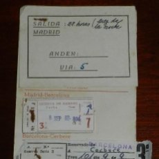 Coleccionismo Billetes de transporte: BILLETES DE TREN DE LA AGENCIA DE VIAJES NORDA, BILLETES DE MADRID - BARCELONA - CERBERE - GINEBRA -