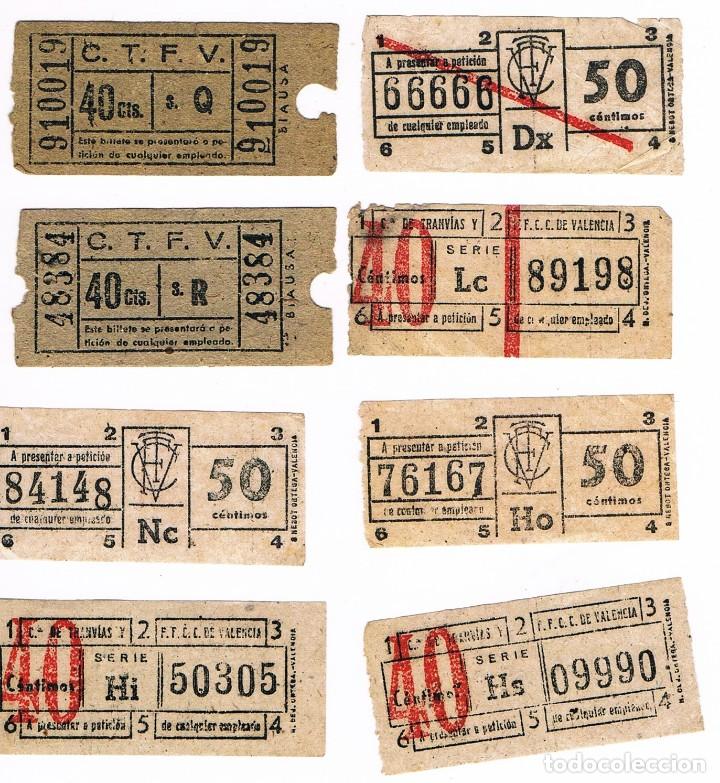 Colecionismos Bilhetes de Transporte: OCHO BILLETES CAPICUAS DE LA COMPA&Ntilde;IA DE TRANVIAS Y FERROCARRILES DE VALENCIA