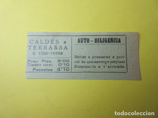 Sammeln von Fahrkarten: REF-CS-001 - BILLETE EMPRESA AUTOS DILIGENCIA - CALDES A TERRASSA - COLOR VERDE