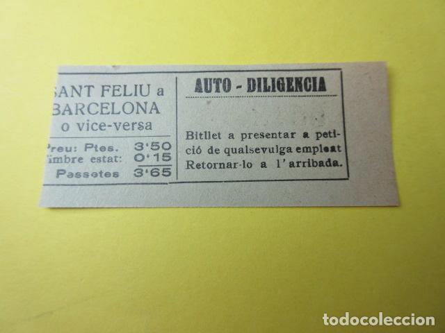 Sammeln von Fahrkarten: REF-CS-001 - BILLETE EMPRESA AUTOS DILIGENCIA - SANT FELIU BARCELONA - COLOR VERDE