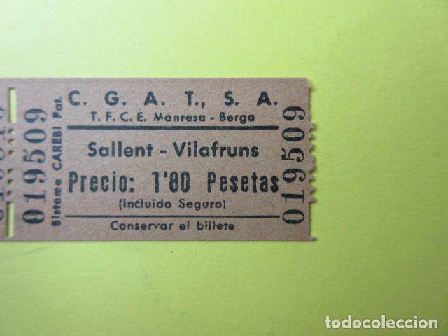Coleccionismo Billetes de transporte: REF-CS-001 - BILLETE EMPRESA C.G.A.T.S.A. CGATSA - SALLENT VILAFRUNS - CAREBI T.F.C.E. MANRESA BERGA