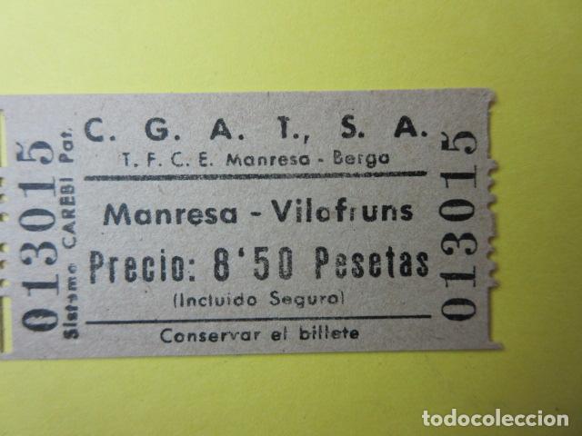 Coleccionismo Billetes de transporte: REF-CS-001 - BILLETE EMPRESA C.G.A.T.S.A. CGATSA - MANRESA VILAFRUNS - CAREBI T.F.C.E. MANRESA BERGA
