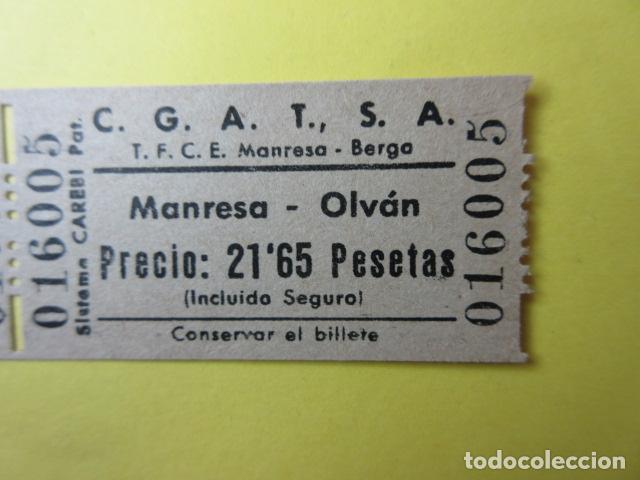 Coleccionismo Billetes de transporte: REF-CS-001 - BILLETE EMPRESA C.G.A.T.S.A. CGATSA - MANRESA OLVAN - CAREBI T.F.C.E. MANRESA BERGA