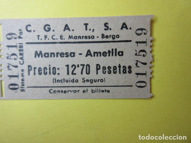 Coleccionismo Billetes de transporte: REF-CS-001 - BILLETE EMPRESA C.G.A.T.S.A. CGATSA - MANRESA AMETLLA CAREBI T.F.C.E. MANRESA BERGA
