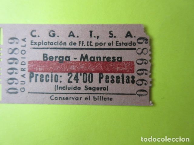 Coleccionismo Billetes de transporte: REF-CS-001 - BILLETE EMPRESA C.G.A.T.S.A. CGATSA - BERGA MANRESA GUARDIOLA EXPLOTADA ESTADO