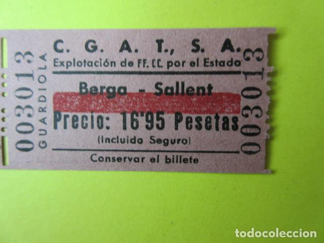 Colecionismos Bilhetes de Transporte: REF-CS-001 - BILLETE EMPRESA C.G.A.T.S.A. CGATSA - BERGA SALLENT GUARDIOLA EXPLOTADA ESTADO