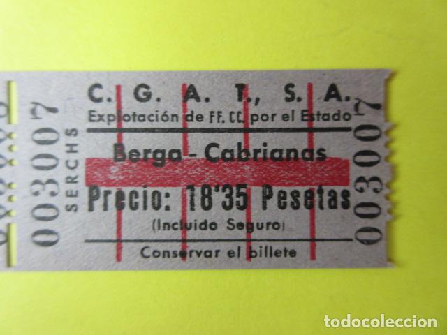 Sammeln von Fahrkarten: REF-CS-001 - BILLETE EMPRESA C.G.A.T.S.A. CGATSA - BERGA CABRIANES SERCHS EXPLOTADA ESTADO