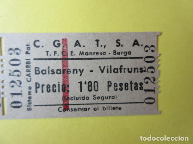 Coleccionismo Billetes de transporte: REF-CS-001 - BILLETE EMPRESA C.G.A.T.S.A. CGATSA - BALSERANY VILAFRUNS CAREBI T.F.C.E. MANRESA BERGA