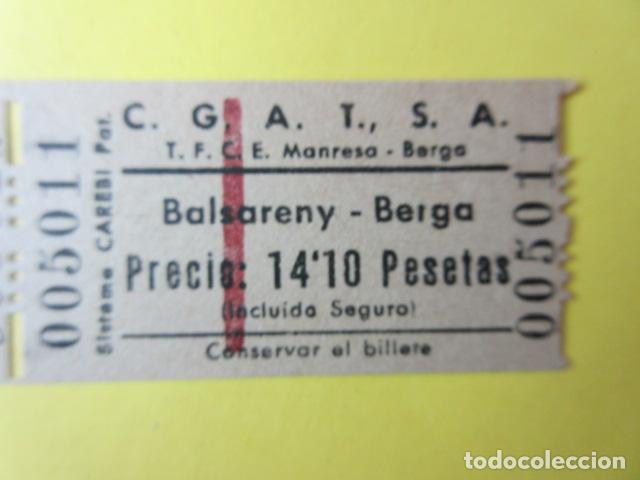 Coleccionismo Billetes de transporte: REF-CS-001 - BILLETE EMPRESA C.G.A.T.S.A. CGATSA - BALSERANY BERGA CAREBI T.F.C.E. MANRESA BERGA