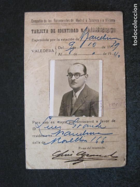 Sammeln von Fahrkarten: COMPA&Ntilde;IA FERROCARRILES DE MADRID ZARAGOZA ALICANTE-TARJETA DE IDENTIDAD-VER FOTOS-(81.492)